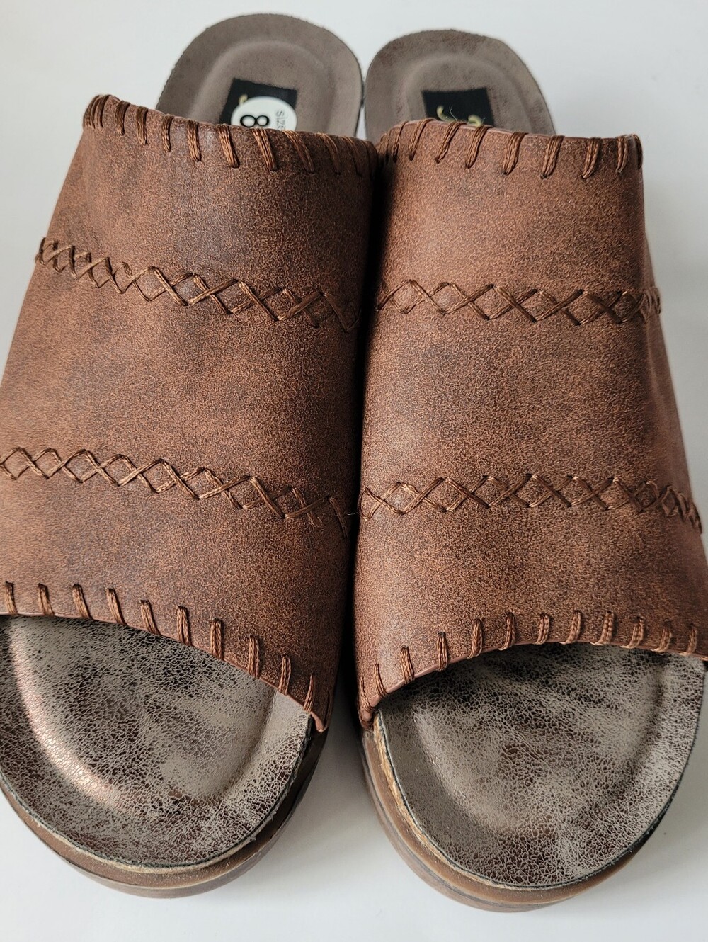 Natural Reflections Lisle Comfort Slip-On Wedge Sandals in Brown/Cognac US 8 - Picture 5 of 16